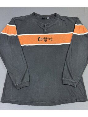 Rare Vintage Y2K Choppers Cross Black Orange Long Sleeve Shirt XL Motorcycle Tee